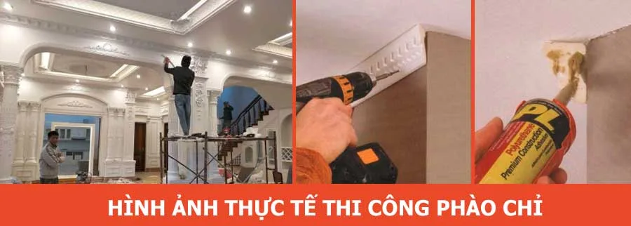 Hình ảnh thi công phào chỉ PU thực tế