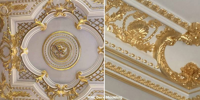 Phào PU trần nhà dát vàng