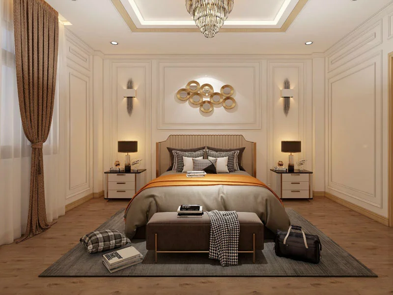 Phào chỉ phòng ngủ đẹp theo gam màu ấm